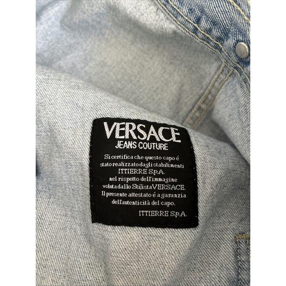 VTG Versace Denim Jacket Men Light Wash Sz Small Made in Italy y1973 Trucker 70s - Picture 9 of 12